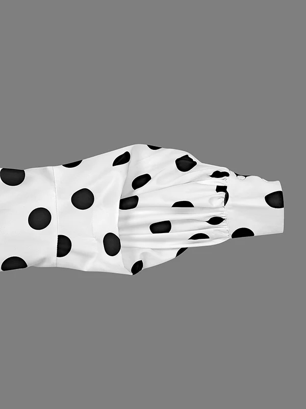 Long Sleeves Loose Buttoned Polka-Dot Split-Joint Lapel Blouses&Shirts Tops - Image 8