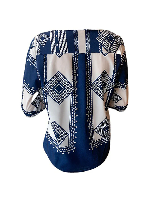 Long Sleeves Loose Buttoned Printed Lapel Blouses&Shirts Tops - Image 9