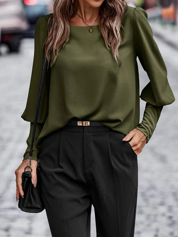Long Sleeves Loose Buttoned Round-Neck Blouses&Shirts Tops - Image 13