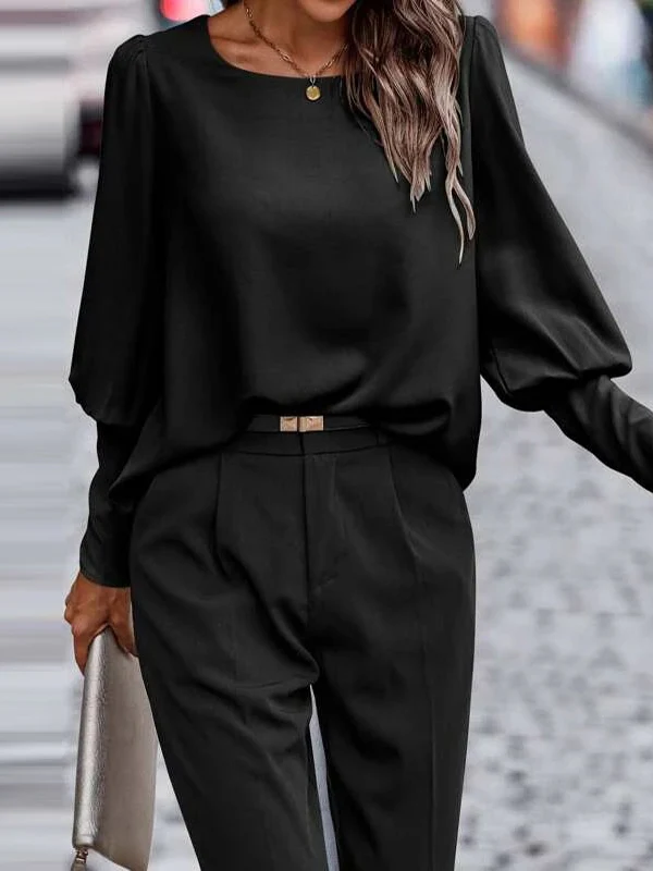 Long Sleeves Loose Buttoned Round-Neck Blouses&Shirts Tops - Image 6