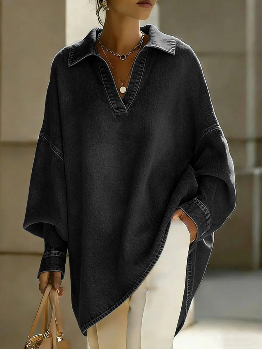 Long Sleeves Loose Buttoned Solid Color Lapel Blouses&Shirts Tops - Image 2