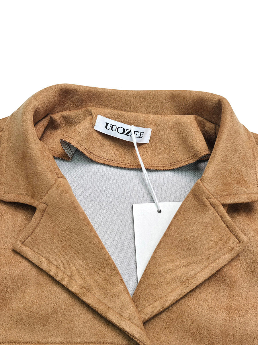 Long Sleeves Loose Buttoned Solid Color Split-Joint Notched Collar Blazer Outerwear - Image 10