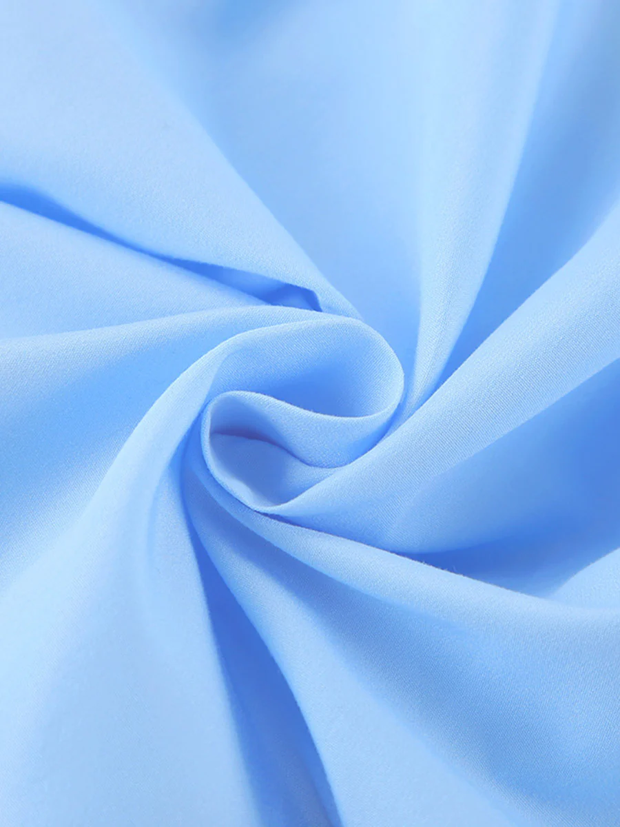 Long Sleeves Loose Buttoned Solid Color Split-Joint Twist Lapel Mini Dresses Shirt Dress - Image 13