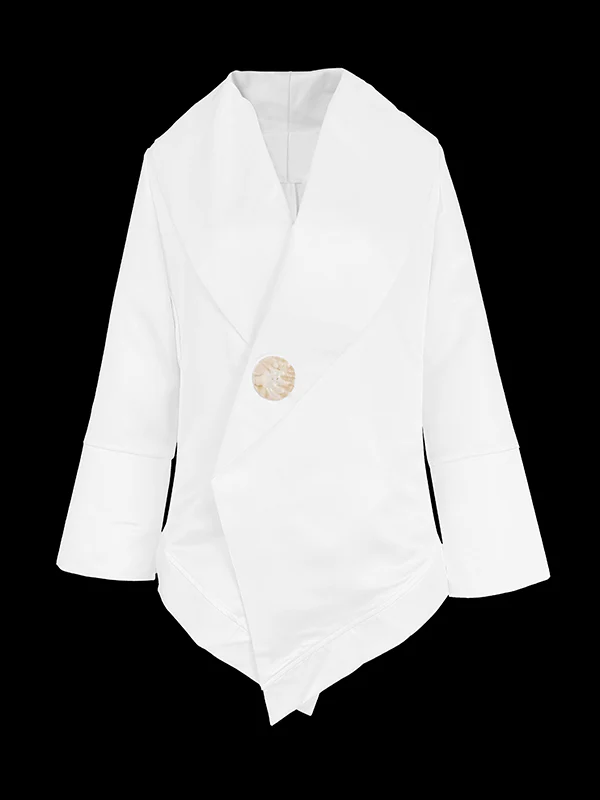 Long Sleeves Loose Buttoned Solid Color Stand Collar Blouses&Shirts Tops - Image 4