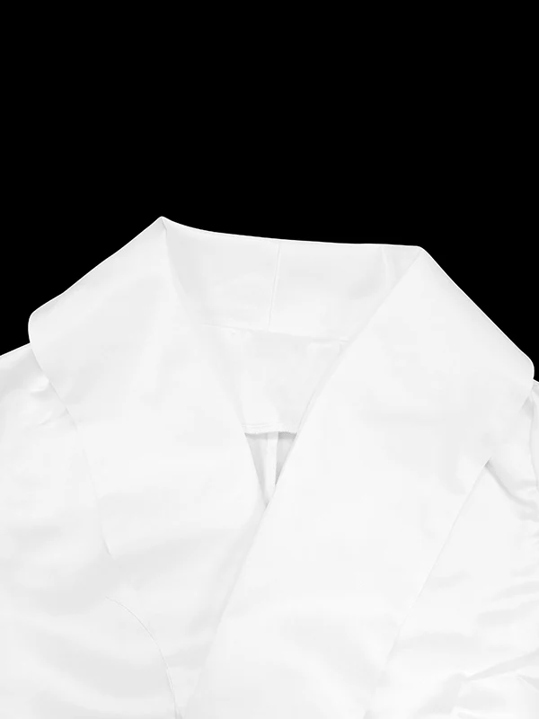 Long Sleeves Loose Buttoned Solid Color Stand Collar Blouses&Shirts Tops - Image 8