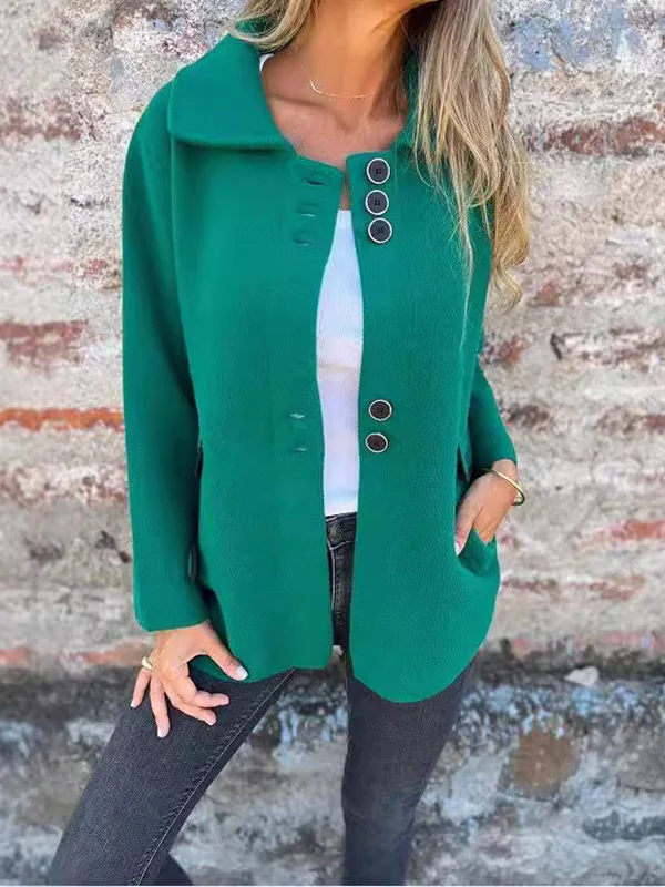 Long Sleeves Loose Buttoned Split-Joint Lapel Outerwear - Image 2