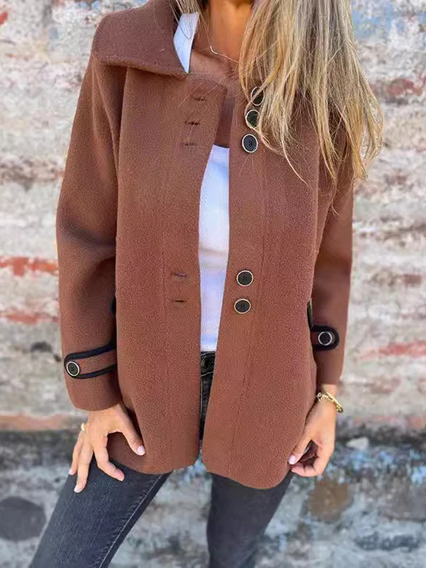 Long Sleeves Loose Buttoned Split-Joint Lapel Outerwear - Image 3