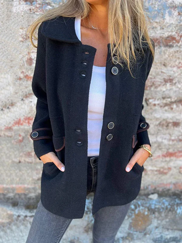 Long Sleeves Loose Buttoned Split-Joint Lapel Outerwear - Image 4