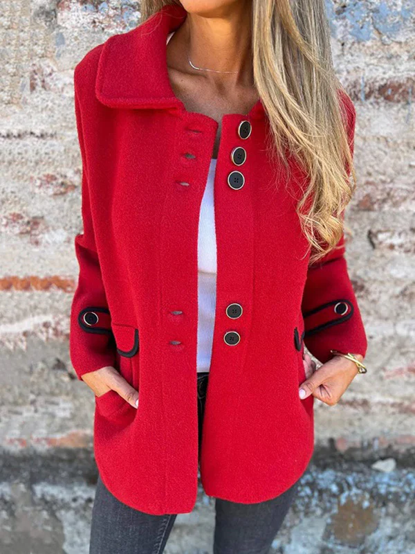 Long Sleeves Loose Buttoned Split-Joint Lapel Outerwear - Image 5