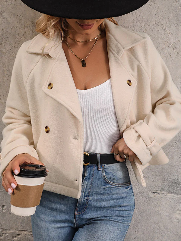 Long Sleeves Loose Buttoned Split-Joint Notched Collar Outerwear - Image 2