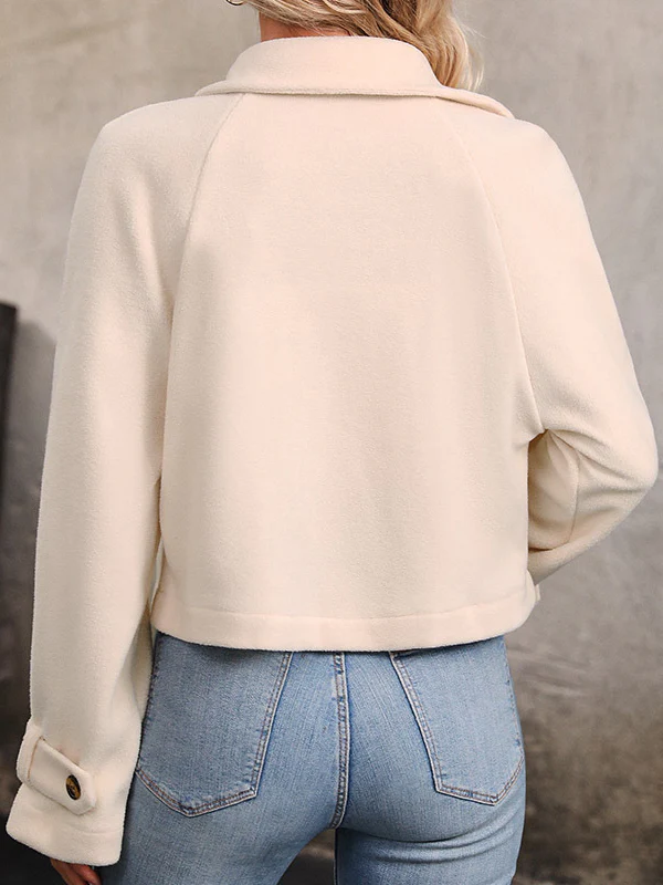 Long Sleeves Loose Buttoned Split-Joint Notched Collar Outerwear - Image 6