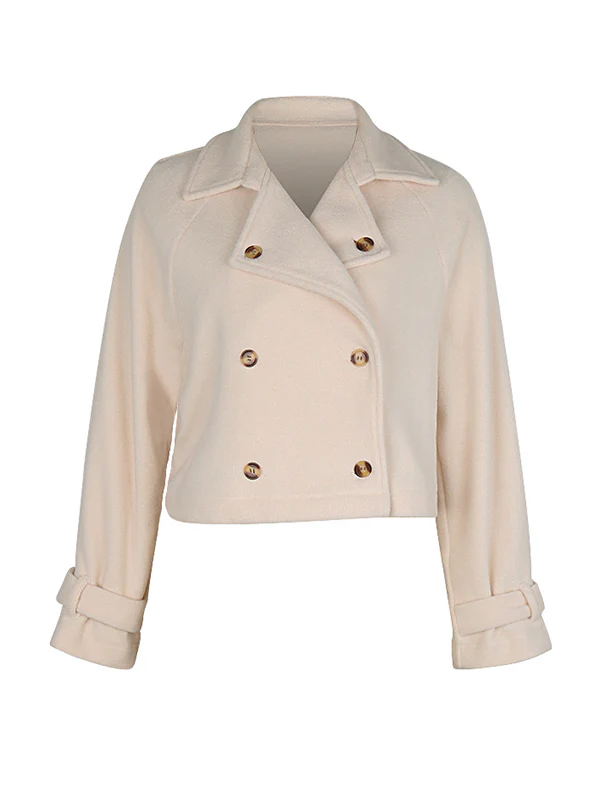 Long Sleeves Loose Buttoned Split-Joint Notched Collar Outerwear - Image 7