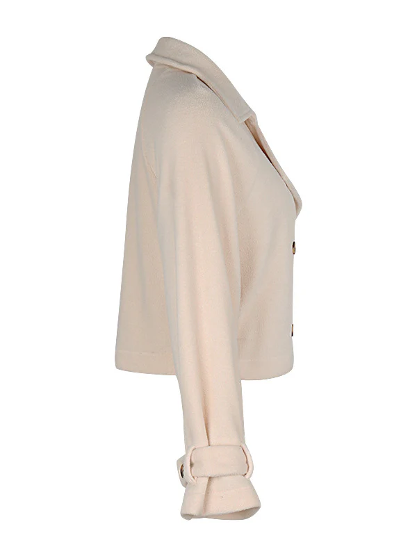 Long Sleeves Loose Buttoned Split-Joint Notched Collar Outerwear - Image 8