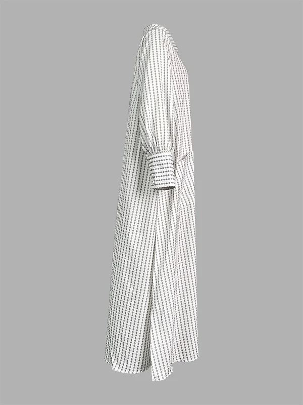 Long Sleeves Loose Buttoned Split-Side Striped Lapel Maxi Dresses Shirt Dress - Image 6