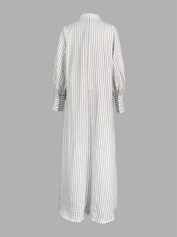 Long Sleeves Loose Buttoned Split-Side Striped Lapel Maxi Dresses Shirt Dress - Image 7