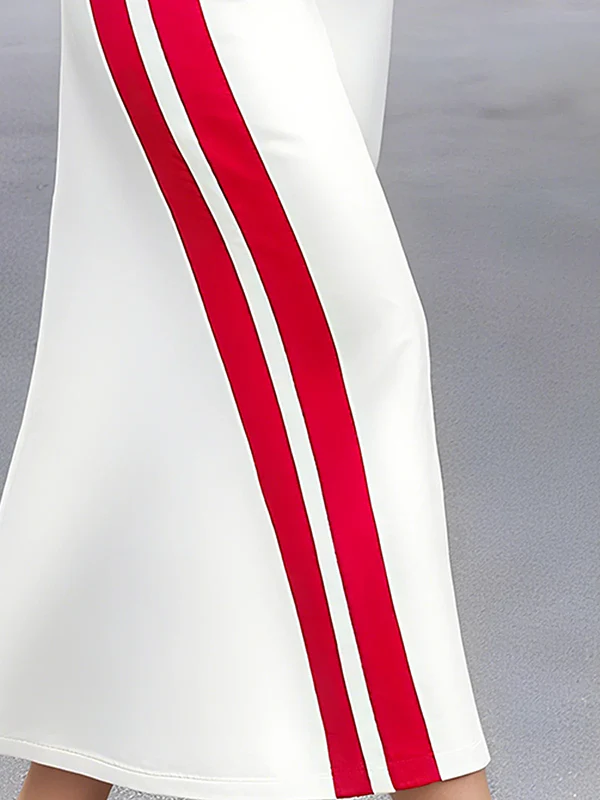 Long Sleeves Loose Drawstring Striped Hooded Hoodies Tops Maxi Dresses - Image 3