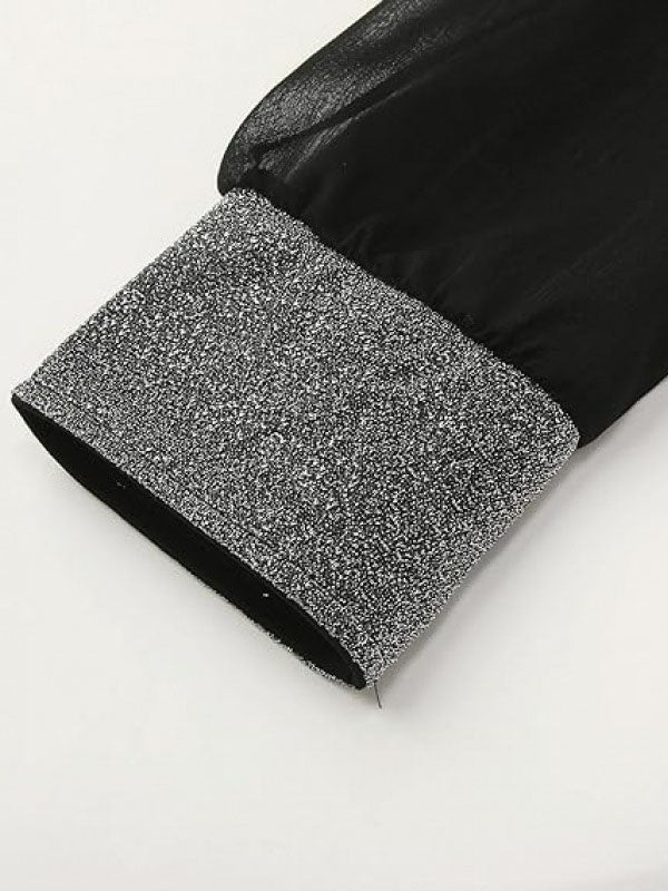 Long Sleeves Loose Elasticity See-Through Split-Joint V-Neck Mini Dresses - Image 5