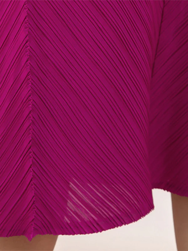 Long Sleeves Loose Embroidered Pleated Solid Color Round-Neck Midi Dresses - Image 20