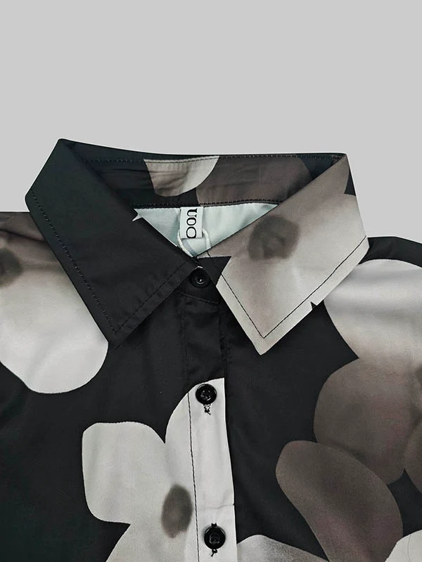 Long Sleeves Loose Floral Printed Lapel Blouses - Image 7