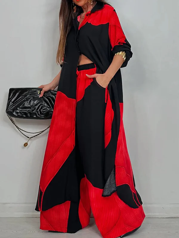 Long Sleeves Loose Floral Printed Split-Joint Split-Side Lapel Blouses&Shirts Tops - Image 5