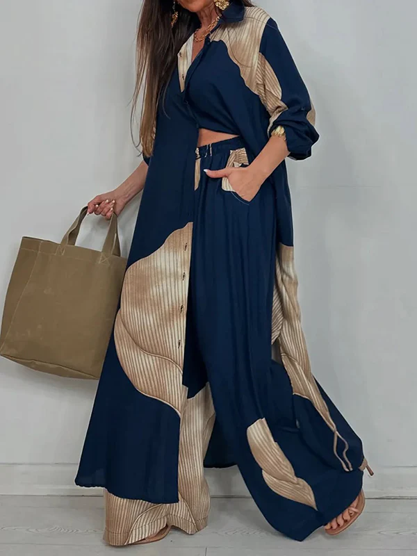 Long Sleeves Loose Floral Printed Split-Joint Split-Side Lapel Blouses&Shirts Tops - Image 7