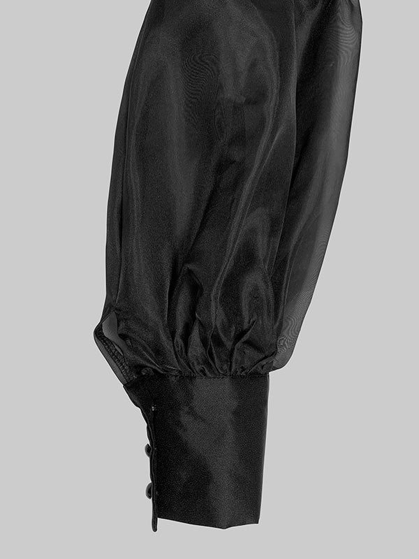 Long Sleeves Loose Hollow Solid Color Split-Joint Round-Neck Mini Dresses - Image 9