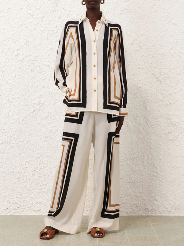 Long Sleeves Loose Plaid Striped Lapel Blouses&Shirts Tops - Image 7