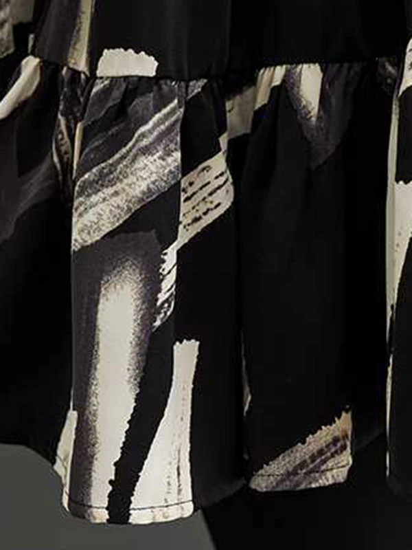 Long Sleeves Loose Pleated Printed Split-Joint Lapel Blouses - Image 17