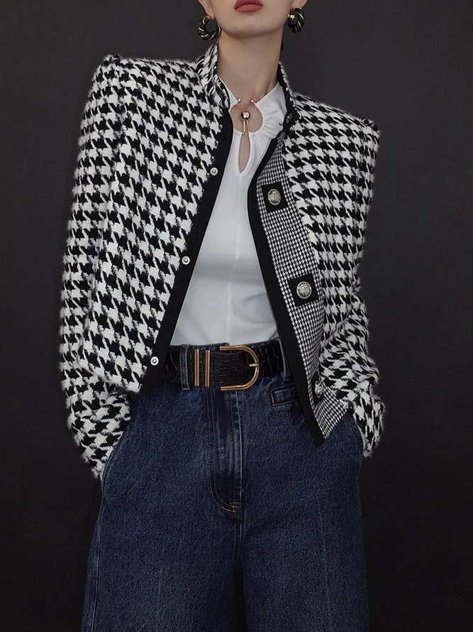 Long Sleeves Loose Printed Stand Collar Jackets Outerwear - Image 3