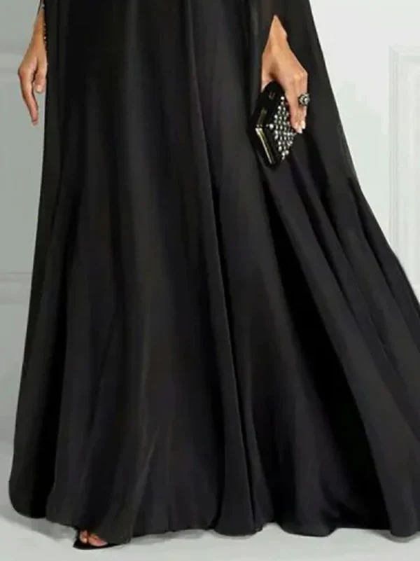 Long Sleeves Loose Rhinestone Round-Neck Maxi Dresses - Image 3