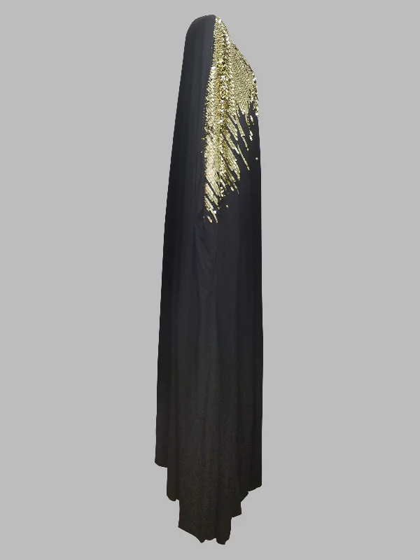 Long Sleeves Loose Rhinestone Round-Neck Maxi Dresses - Image 5