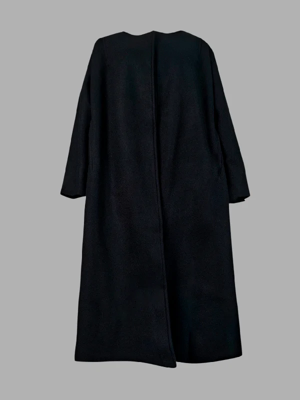 Long Sleeves Loose Solid Color Collarless Woolen Coat - Image 14