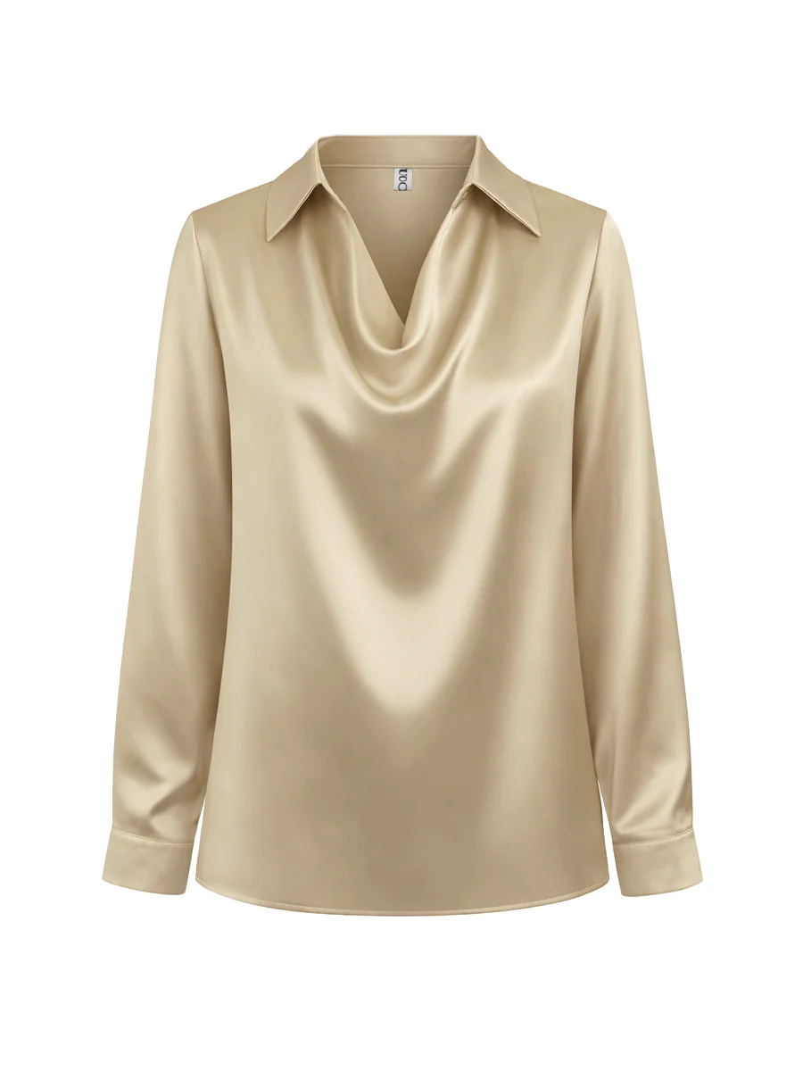 Long Sleeves Loose Solid Color Heaps Collar Blouses&Shirts Tops - Image 10