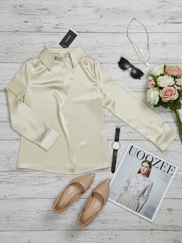 Long Sleeves Loose Solid Color Heaps Collar Blouses&Shirts Tops - Image 15