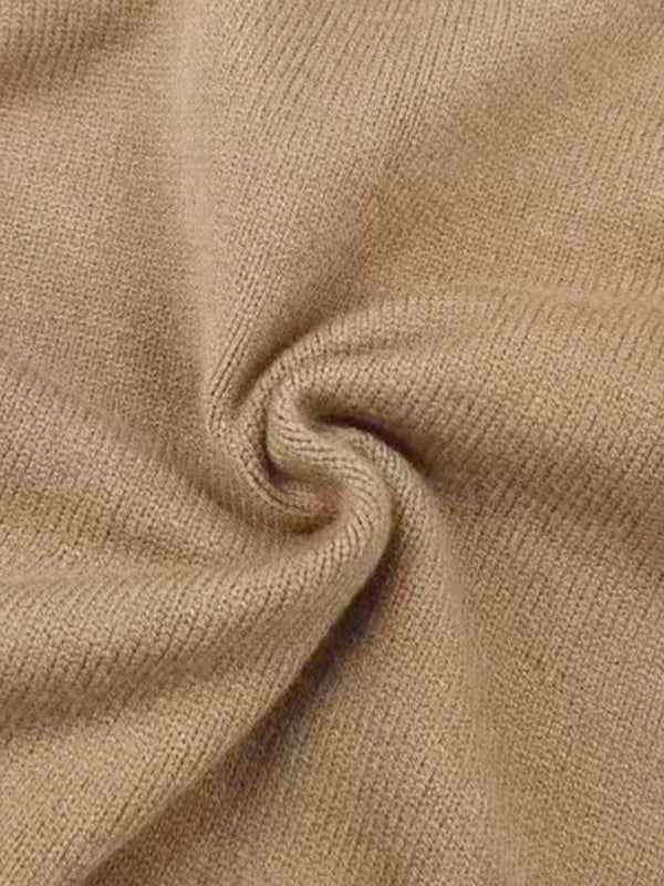 Long Sleeves Loose Solid Color High Neck Midi Dresses Sweater Dresses - Image 8
