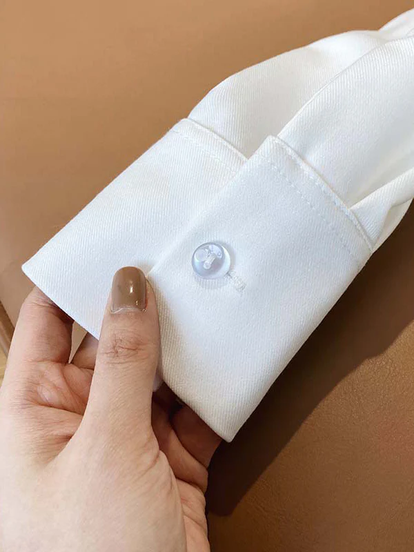 Long Sleeves Loose Solid Color Lapel Blouses - Image 16