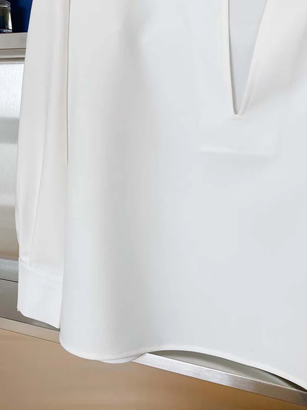 Long Sleeves Loose Solid Color Lapel Blouses - Image 19