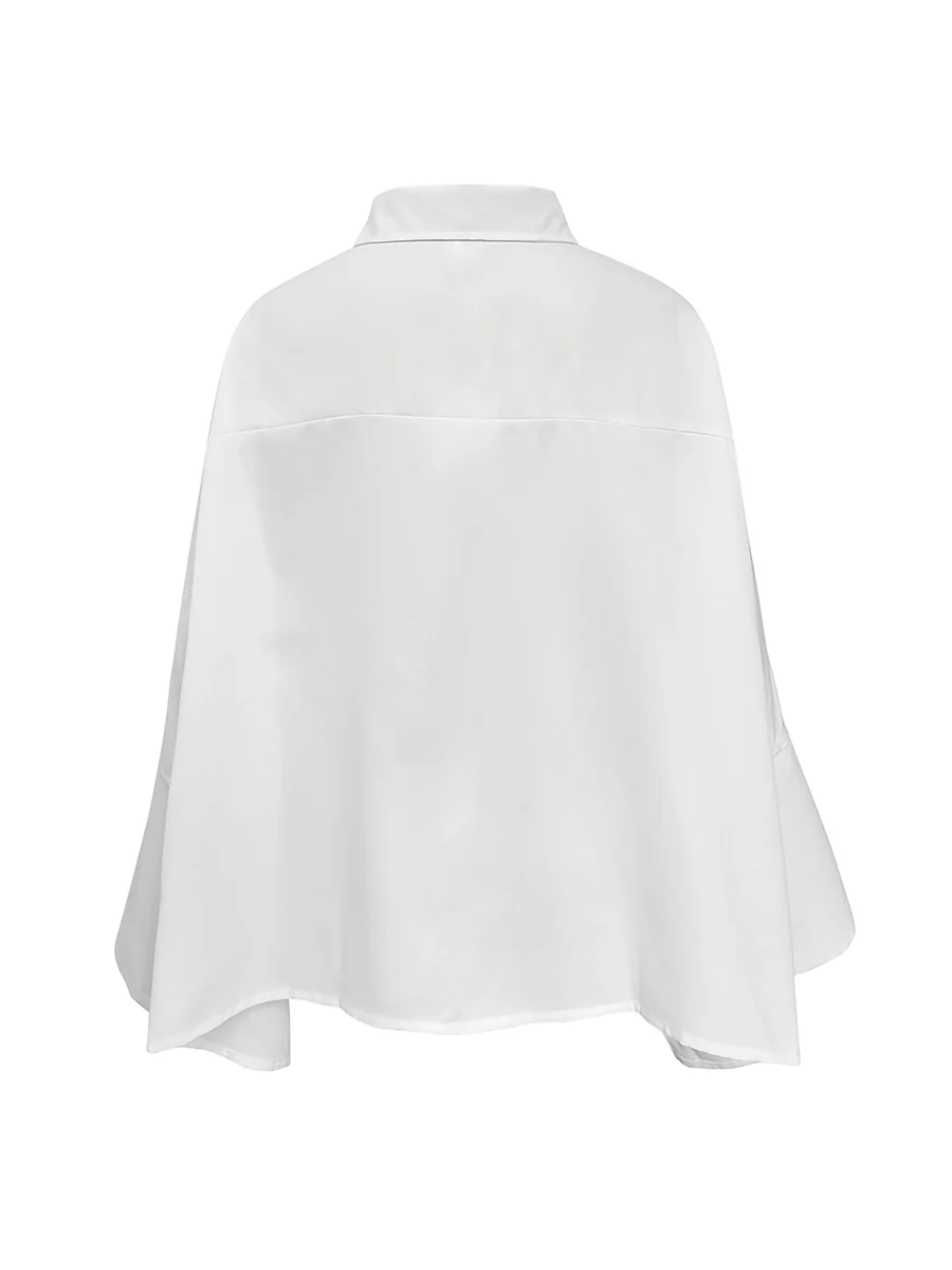 Long Sleeves Loose Solid Color Lapel Collar Blouses&Shirts Tops - Image 4