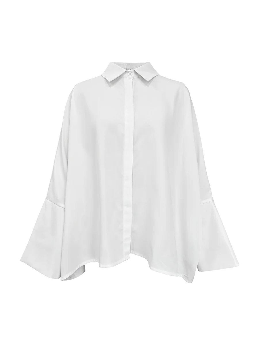 Long Sleeves Loose Solid Color Lapel Collar Blouses&Shirts Tops - Image 7