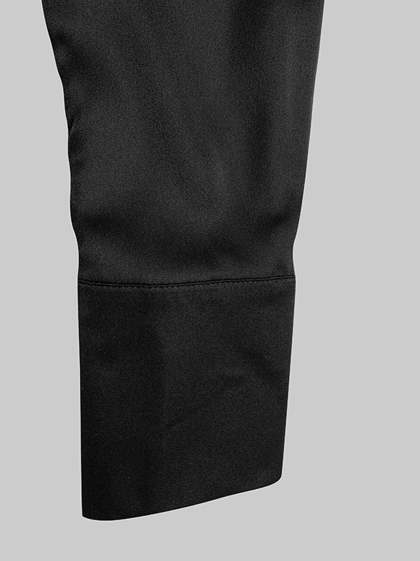 Long Sleeves Loose Solid Color Lapel Collar Maxi Shirt Dresses - Image 10