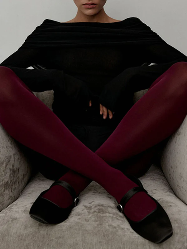 Long Sleeves Loose Solid Color Off-The-Shoulder Pullovers Sweater Tops - Image 7
