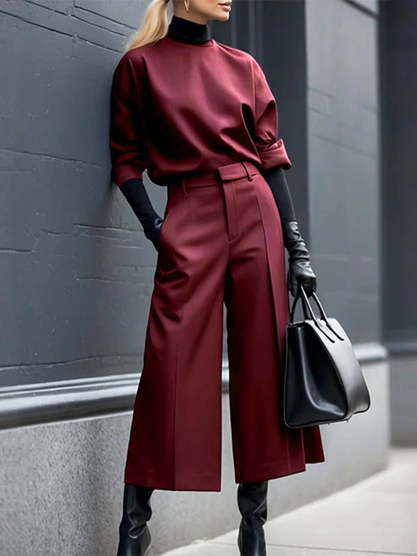 Long Sleeves Loose Solid Color Round-Neck Hoodies&Sweatshirt Tops - Image 6