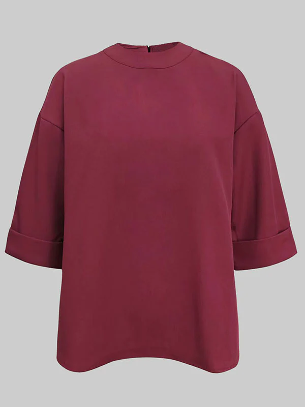 Long Sleeves Loose Solid Color Round-Neck Hoodies&Sweatshirt Tops - Image 7