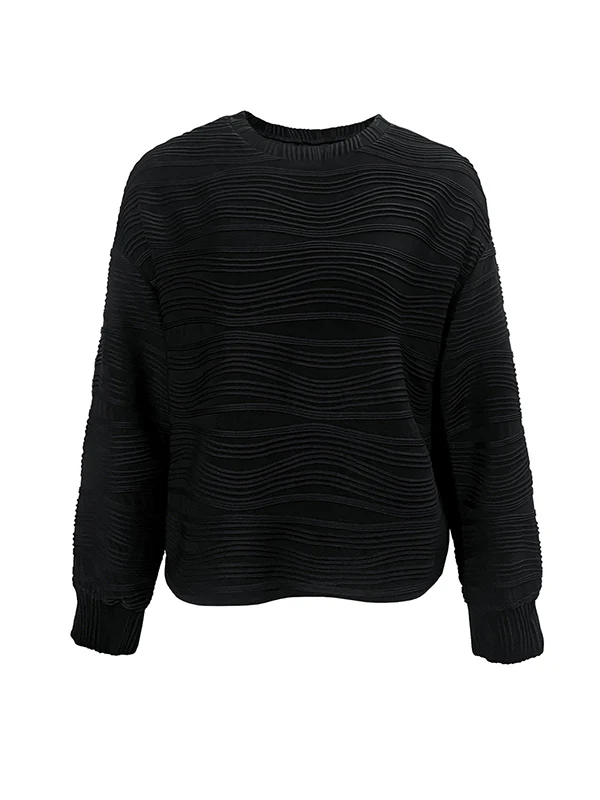 Long Sleeves Loose Solid Color Round-Neck T-Shirts - Image 11