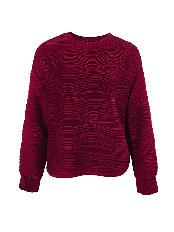 Long Sleeves Loose Solid Color Round-Neck T-Shirts - Image 13