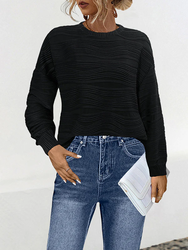 Long Sleeves Loose Solid Color Round-Neck T-Shirts - Image 6