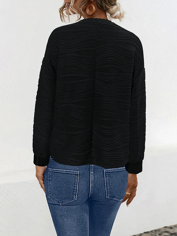 Long Sleeves Loose Solid Color Round-Neck T-Shirts - Image 7