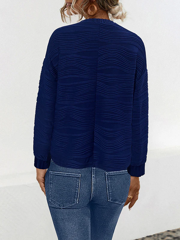 Long Sleeves Loose Solid Color Round-Neck T-Shirts - Image 8