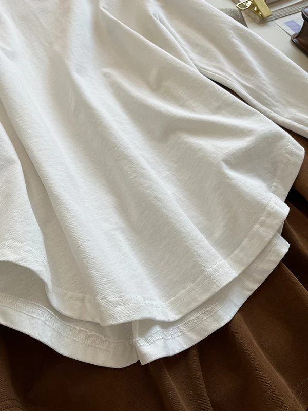 Long Sleeves Loose Solid Color Round-Neck T-Shirts Tops - Image 13