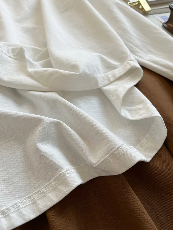 Long Sleeves Loose Solid Color Round-Neck T-Shirts Tops - Image 14